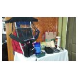 Outdoor Fishing Lot. Skinner, Picnic Set, Binoculars And More.