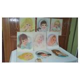 Vintage Toilet Paper And Towel Print Sets American Beauties, All-American Boys.