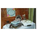 Vintage Plates, Platters, Carafe & Warmer Set.