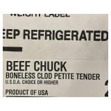 Beef Chuck Boneless Clod Petite Tender USDA Choice 6 lbs 5.2 ozs Never Frozen Beef Chuck Boneless Clod Petite Tender USDA Choice 6 lbs 5.2 ozs Never Frozen