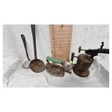 TORRID Brass Blow Torch, Cast Iron Ladle, Tin Ladle, Vintage Steam Iron