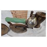 TORRID Brass Blow Torch, Cast Iron Ladle, Tin Ladle, Vintage Steam Iron