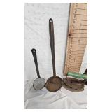 TORRID Brass Blow Torch, Cast Iron Ladle, Tin Ladle, Vintage Steam Iron