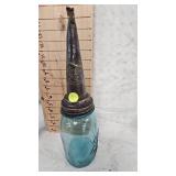 Vintage Cast Iron Pully and Master Manufacturing, Litchfield Oil Spout w/Jar