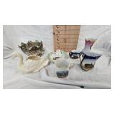 WI Souvineer Sugar Creamer, Swan Figurine, Benson, MN Advertising,
