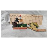 Vintage Cast Circus Clown with Trick Dog Coin Bank, Ring Toss Pinnochio(Shoe Adv)