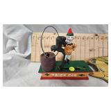 Vintage Cast Circus Clown with Trick Dog Coin Bank, Ring Toss Pinnochio(Shoe Adv)