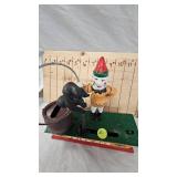 Vintage Cast Circus Clown with Trick Dog Coin Bank, Ring Toss Pinnochio(Shoe Adv)