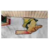 Vintage Cast Circus Clown with Trick Dog Coin Bank, Ring Toss Pinnochio(Shoe Adv)