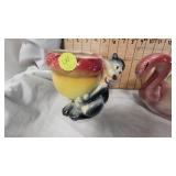 Mid Century Swan Planter, Squirrel Planter and Additional Misc