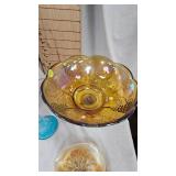 Indiana Glass(Grape & Leaf) Large Compote, Northwood Blue Hobnail Vase