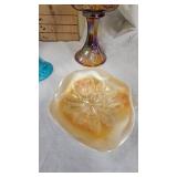 Indiana Glass(Grape & Leaf) Large Compote, Northwood Blue Hobnail Vase