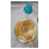 Indiana Glass(Grape & Leaf) Large Compote, Northwood Blue Hobnail Vase