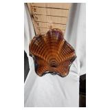 Imperial Amber Ripple Carnival Glass Vase