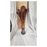Imperial Amber Ripple Carnival Glass Vase
