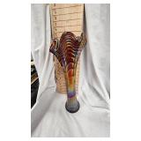 Imperial Amber Ripple Carnival Glass Vase