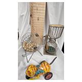 Vintage Chuck-A-Luck Dice Cage, Bingo Ball Cage, Metal Tin Cat Toy