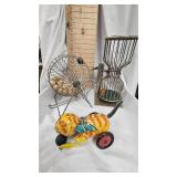 Vintage Chuck-A-Luck Dice Cage, Bingo Ball Cage, Metal Tin Cat Toy