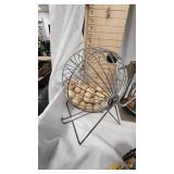 Vintage Chuck-A-Luck Dice Cage, Bingo Ball Cage, Metal Tin Cat Toy