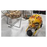 Vintage Chuck-A-Luck Dice Cage, Bingo Ball Cage, Metal Tin Cat Toy