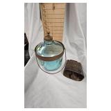 Antique Glass Kerosene Dripper and Cow Bell