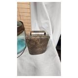 Antique Glass Kerosene Dripper and Cow Bell