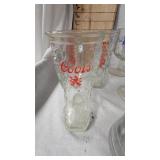 Assorted Lot of Beer Advertising Glasses, PBR Beer Goblets, Boot Glasses and Schmidt Mugs