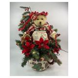 Christmas Teddy Bear Lighted Tabletop Decoration or Centerpiece
