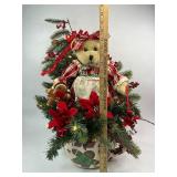 Christmas Teddy Bear Lighted Tabletop Decoration or Centerpiece