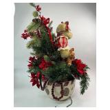Christmas Teddy Bear Lighted Tabletop Decoration or Centerpiece