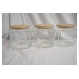 3 Cookie Jars with Wooden Lids