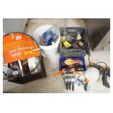 Milk Crates and Contents: hardware, tools, chemicals, sprayer