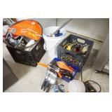 Milk Crates and Contents: hardware, tools, chemicals, sprayer