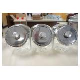 3 Small Glass Cookie Jars