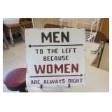 Metal Sign "Men to the Left Because Women Are Always Right"