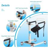 MSRP $1000 NEW In Box 4 In 1 Patient Lift  Transfer Chair for Home Or Health Care Facility, Steel Transport Wheelchair Portable Shower Chair W/180° Split Seat for Inside Shower
