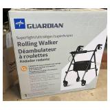 MSRP $150 NEW In Open Box Medline Guardian Superlight Rollator Walker With Bag, Padded Seat & Backrest - Height-adjustable arms and legs for a perfect fit; accommodates users 4