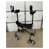 MSRP $300 All Terrain Upright Walker Stand Up Folding Rollator - Folds Down To Transport In Trunk Of Car! 10” Front Wheels, Backrest, Seat and Padded Armrests for Seniors and Adults - Great Conditio