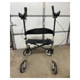 MSRP $300 All Terrain Upright Walker Stand Up Folding Rollator - Folds Down To Transport In Trunk Of Car! 10” Front Wheels, Backrest, Seat and Padded Armrests for Seniors and Adults - Great Conditio