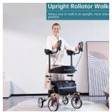 MSRP $300 All Terrain Upright Walker Stand Up Folding Rollator - Folds Down To Transport In Trunk Of Car! 10” Front Wheels, Backrest, Seat and Padded Armrests for Seniors and Adults - Great Conditio