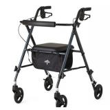 MSRP $150 NEW In Open Box Medline Guardian Superlight Rollator Walker With Bag, Padded Seat & Backrest - Height-adjustable arms and legs for a perfect fit; accommodates users 4