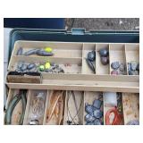 Tackle Box (Blue) with Assorted Fishing Lures, Weights, Pliers
