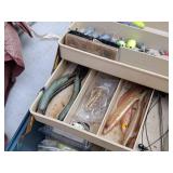 Tackle Box (Blue) with Assorted Fishing Lures, Weights, Pliers
