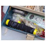 Tackle Box (Blue) with Assorted Fishing Lures, Weights, Pliers