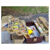 17" Tackle Box (Red/Tan) with Assorted Fishing Lures