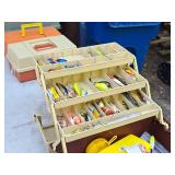 17" Tackle Box (Red/Tan) with Assorted Fishing Lures