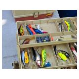 17" Tackle Box (Red/Tan) with Assorted Fishing Lures