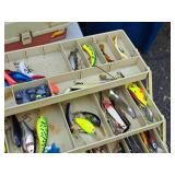 17" Tackle Box (Red/Tan) with Assorted Fishing Lures