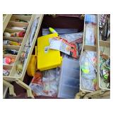 17" Tackle Box (Red/Tan) with Assorted Fishing Lures