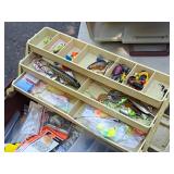 17" Tackle Box (Red/Tan) with Assorted Fishing Lures
